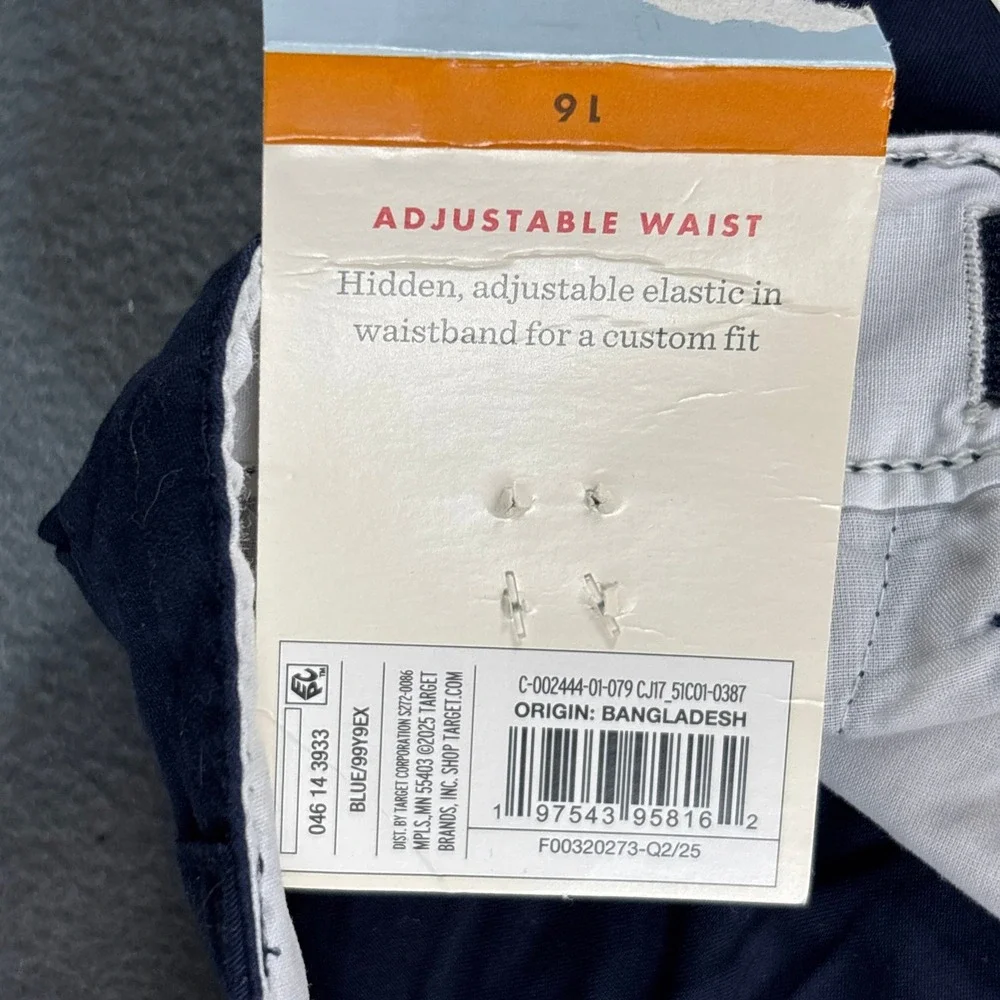 Cat & Jack Boys Navy Blue Flat Front Shorts Adjustable Waist Size 16 NWT